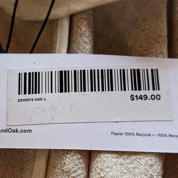 FRANK and OAK LINEN blend CARDIGAN Sz L OPEN or BELT beige 3 INNER POCKETS *NWT* - Picture 10 of 14